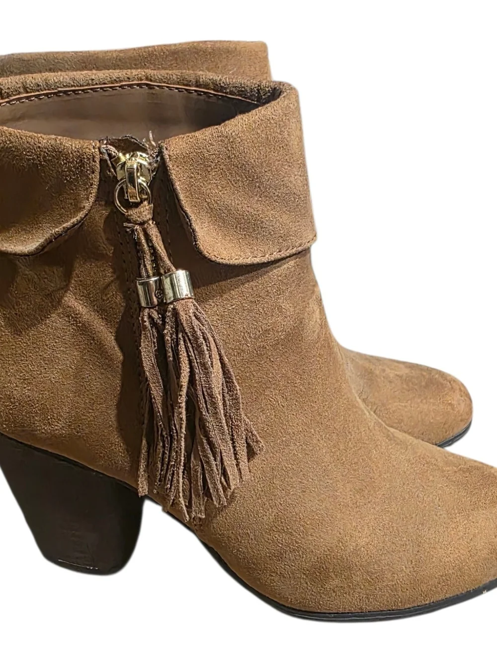 Lauren Conrad Women's Tassel Suede Ankle Boot - Brown - SIZE 8